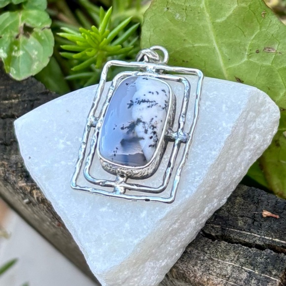 SET! Merlinite Dendritic Opal Necklace & Earrings - Picture 2 of 13